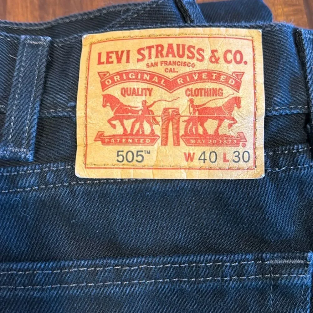 Levi’s 505 Men’s Black Straight Leg Cotton Jeans Size 40x30